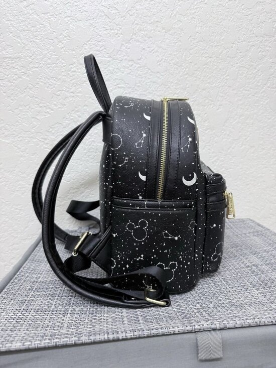 Loungefly Disney Mickey Constellation Stars Glow In Dark Backpack And Wallet NWT main image 6